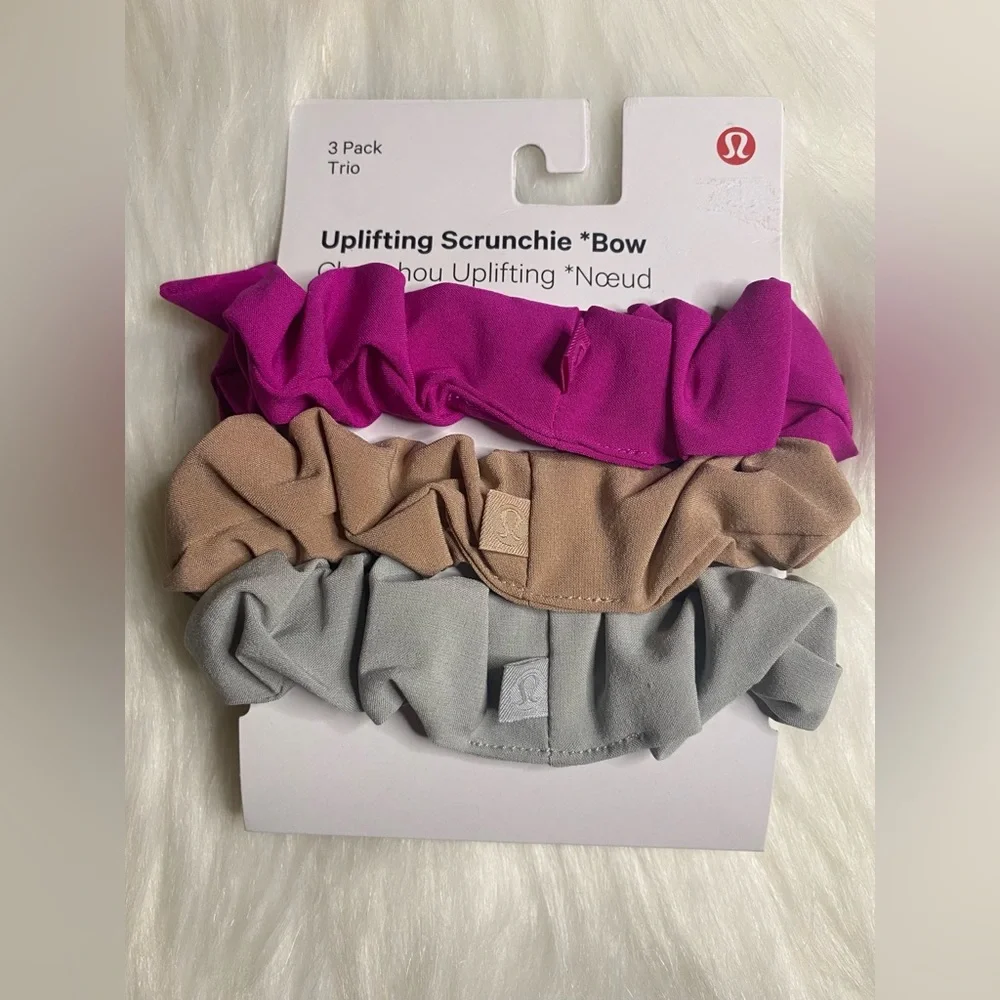 Lululemon Uplifting Scrunchie Bow 3 Pack $32 PUHL/PCLY/SEAL